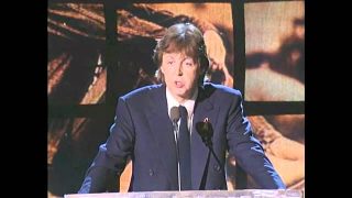 Paul McCartney inducts John Lennon into the Rock and Roll Hall of Fame